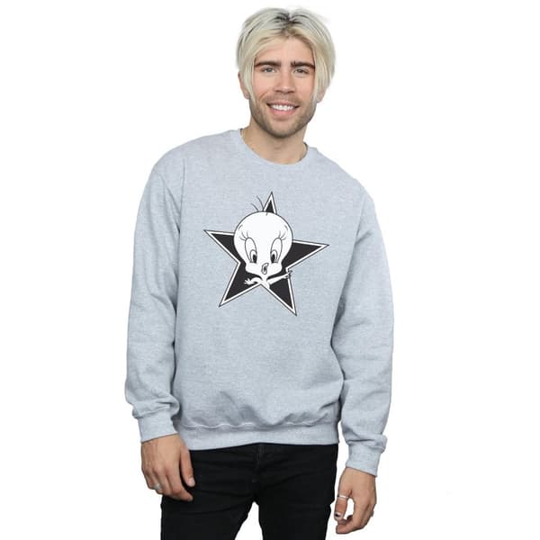 Looney Tunes Mens Tweety Pie Mono Star Sweatshirt