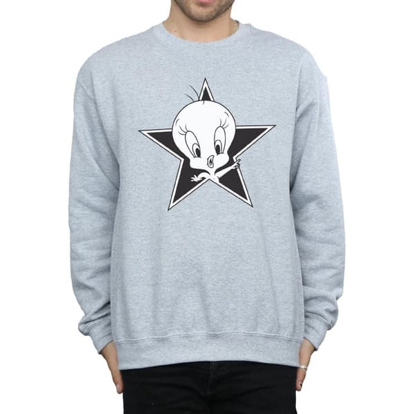 Looney Tunes Mens Tweety Pie Mono Star Sweatshirt