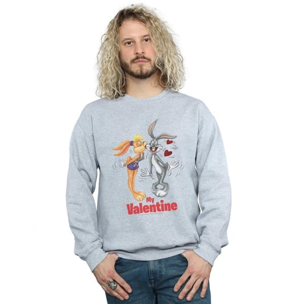 Looney Tunes Mens Bugs Bunny And Lola Valentine´s Day Sweatshirt