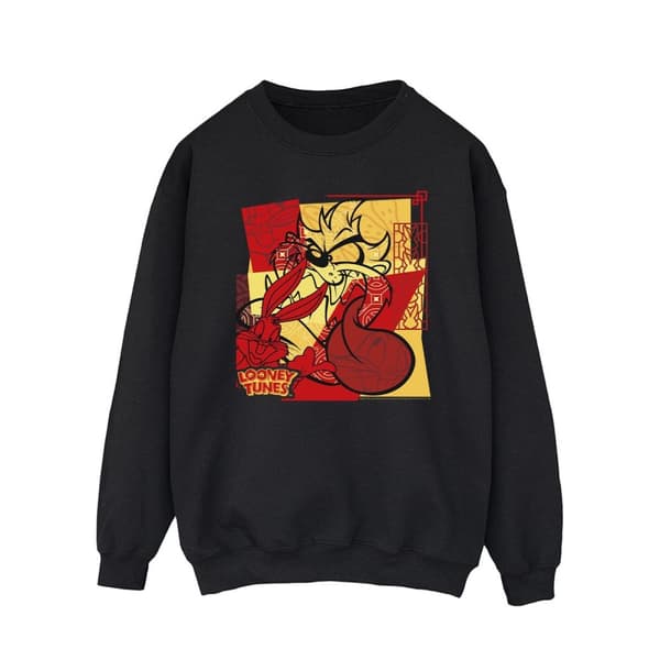 Looney Tunes Mens Taz Bugs Rabbit New Year Sweatshirt
