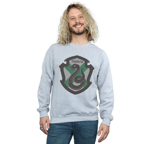 Harry Potter Mens Slytherin Crest Flat Sweatshirt