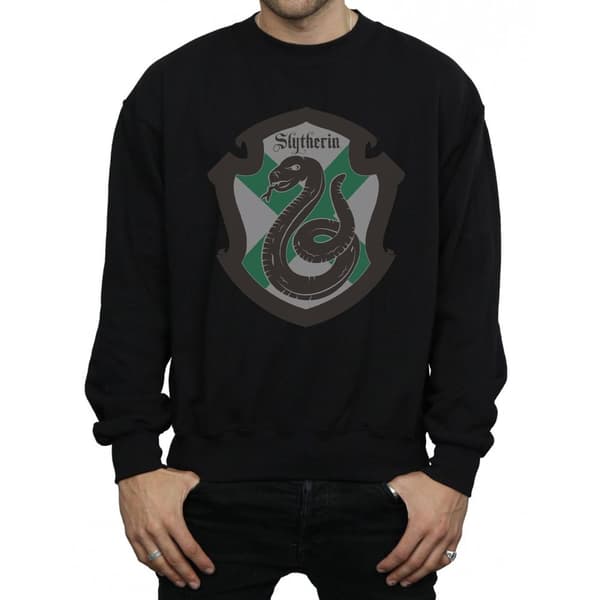 Harry Potter Mens Slytherin Crest Flat Sweatshirt