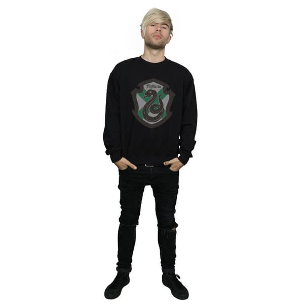 Harry Potter Mens Slytherin Crest Flat Sweatshirt