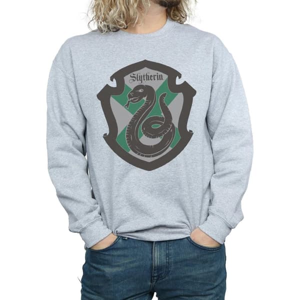 Harry Potter Mens Slytherin Crest Flat Sweatshirt