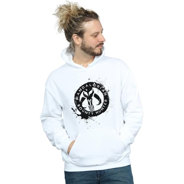 Star Wars Mens The Mandalorian Bounty Hunter Splatter Skull Hoodie