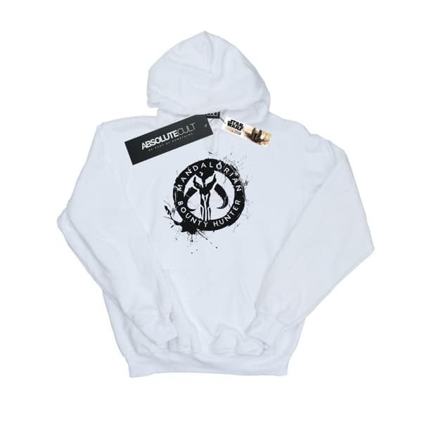 Star Wars Mens The Mandalorian Bounty Hunter Splatter Skull Hoodie