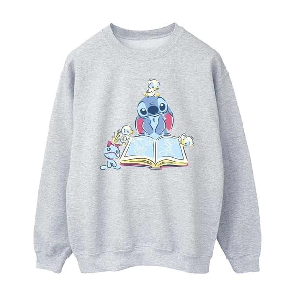 Disney Mens Lilo & Stitch Reading A Book Sweatshirt