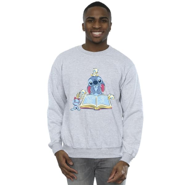Disney Mens Lilo & Stitch Reading A Book Sweatshirt