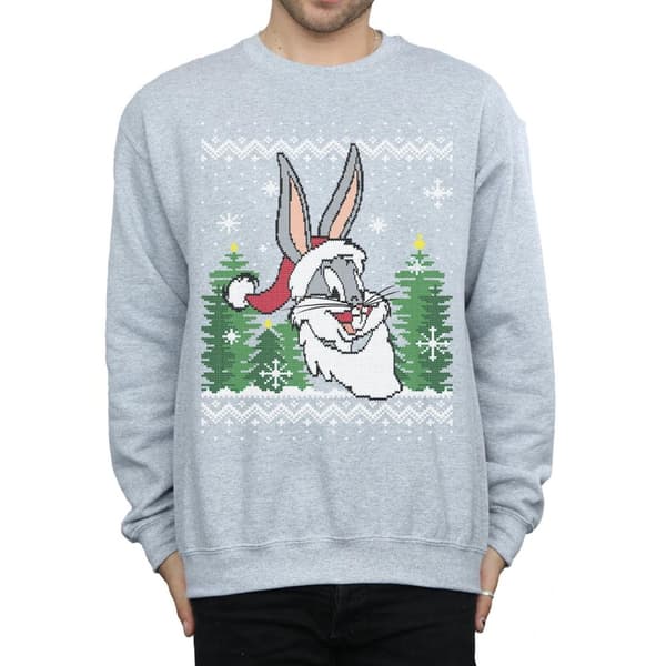 Looney Tunes Mens Bugs Bunny Christmas Fair Isle Sweatshirt