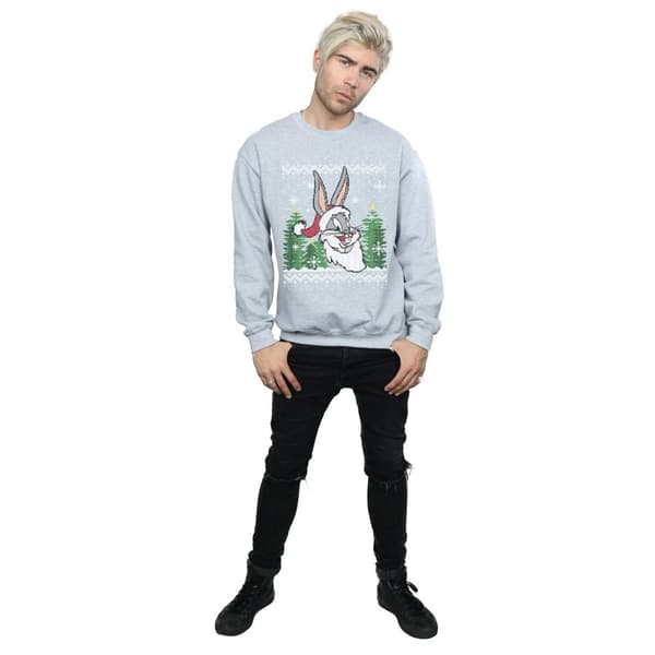 Looney Tunes Mens Bugs Bunny Christmas Fair Isle Sweatshirt