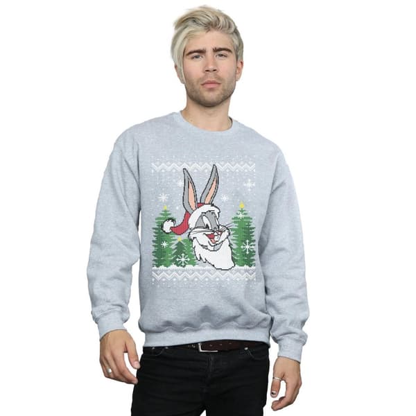 Looney Tunes Mens Bugs Bunny Christmas Fair Isle Sweatshirt