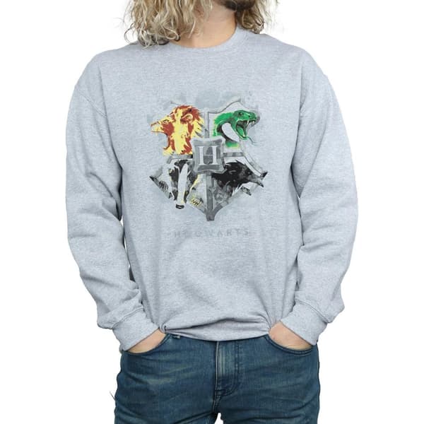 Harry Potter Mens Hogwarts Painted Crest Sweatshirt