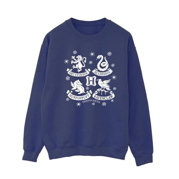 Harry Potter Womens/Ladies House Icons Christmas Sweatshirt Navy Blue M