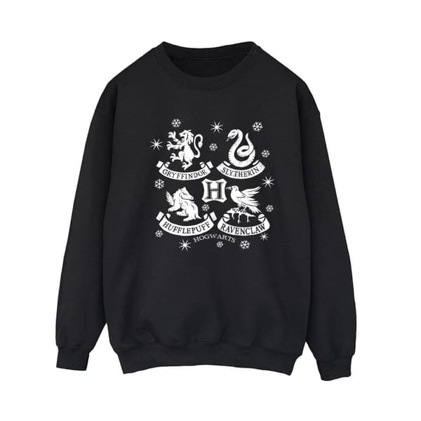 Harry Potter Womens/Ladies House Icons Christmas Sweatshirt Black S