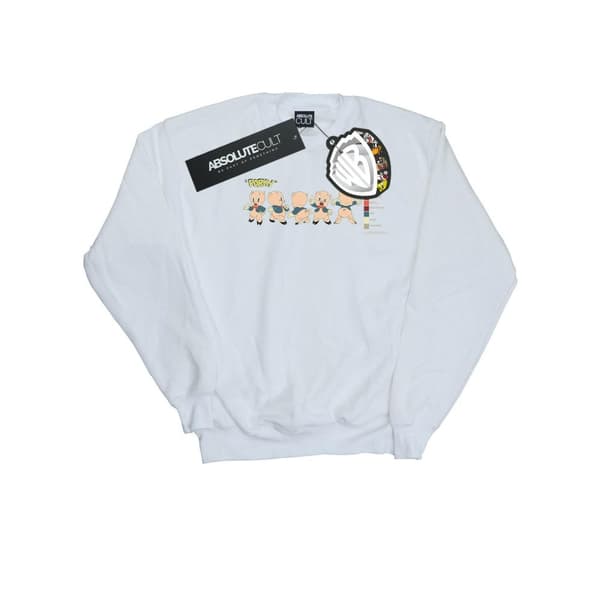 Looney Tunes Mens Porky Pig Colour Code Sweatshirt White 3XL