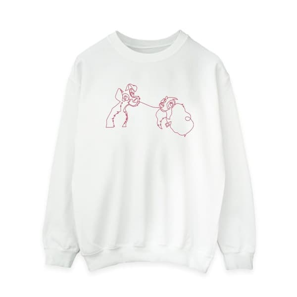 Disney Womens/Ladies Lady And The Tramp Spaghetti Outline Sweatshirt White L