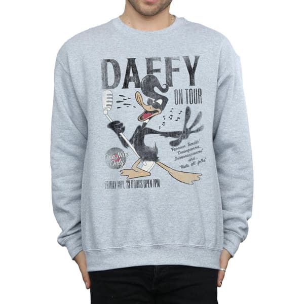 Looney Tunes Mens Daffy Duck Concert Sweatshirt