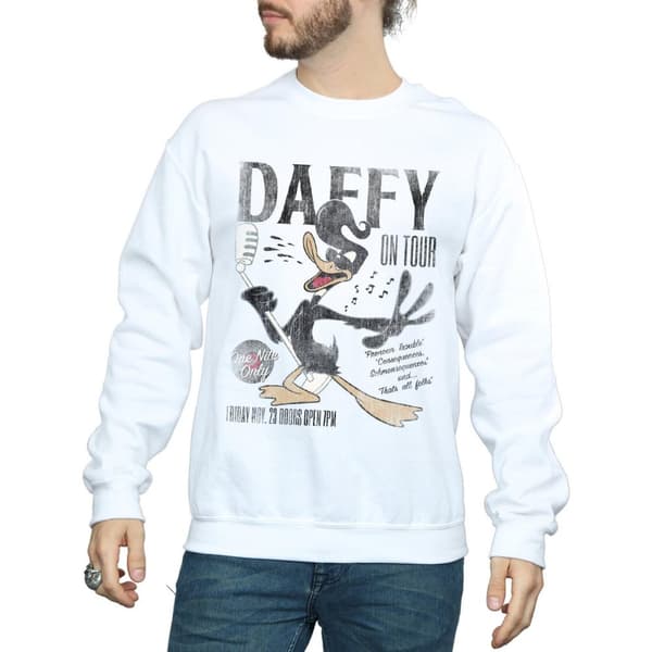 Looney Tunes Mens Daffy Duck Concert Sweatshirt
