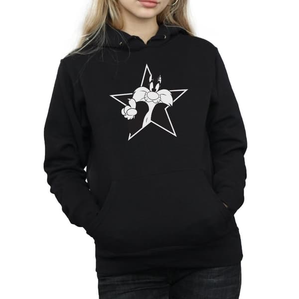 Looney Tunes Womens/Ladies Sylvester Mono Star Hoodie