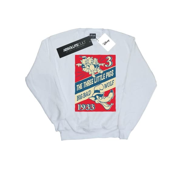 Disney Sweatshirt - Tre små grisar och den stora stygga vargen, dam/dam White S