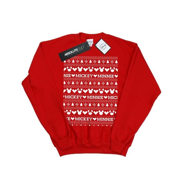 Disney Girls Mickey And Minnie Christmas Fair Isle Sweatshirt