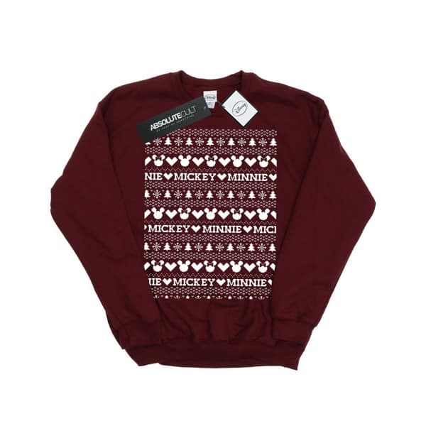 Disney Girls Mickey And Minnie Christmas Fair Isle Sweatshirt
