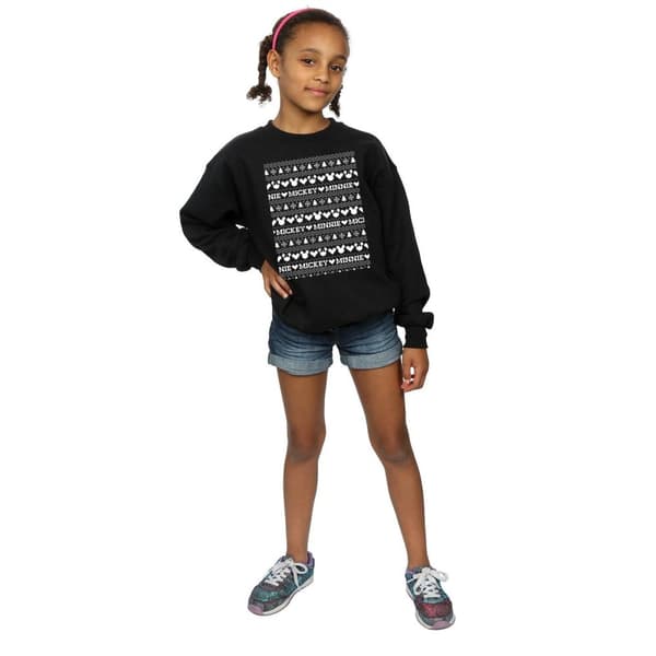 Disney Girls Mickey And Minnie Christmas Fair Isle Sweatshirt