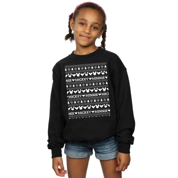 Disney Girls Mickey And Minnie Christmas Fair Isle Sweatshirt