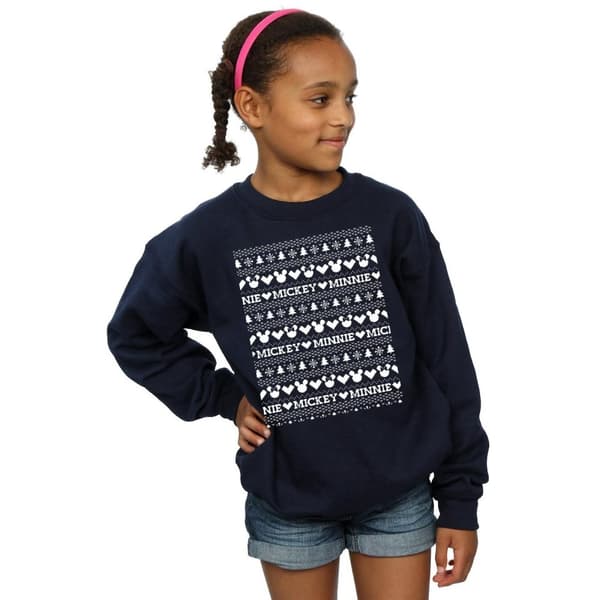 Disney Girls Mickey And Minnie Christmas Fair Isle Sweatshirt