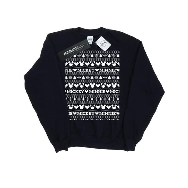 Disney Girls Mickey And Minnie Christmas Fair Isle Sweatshirt
