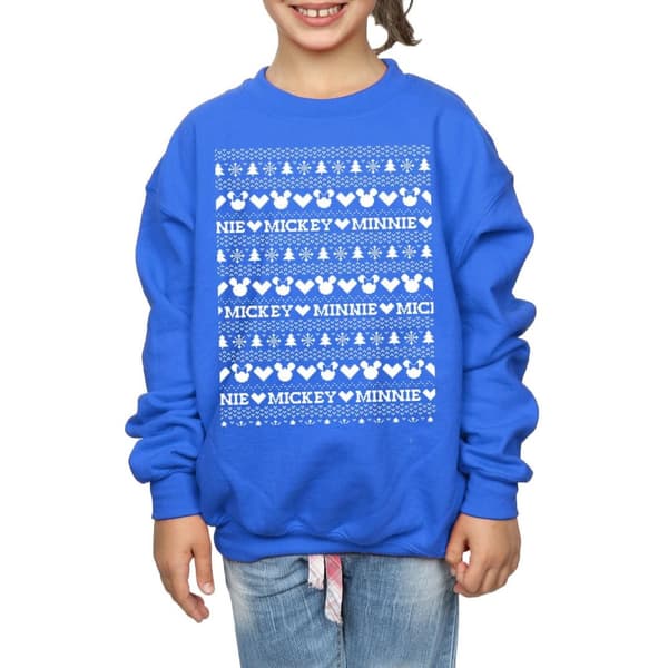 Disney Girls Mickey And Minnie Christmas Fair Isle Sweatshirt