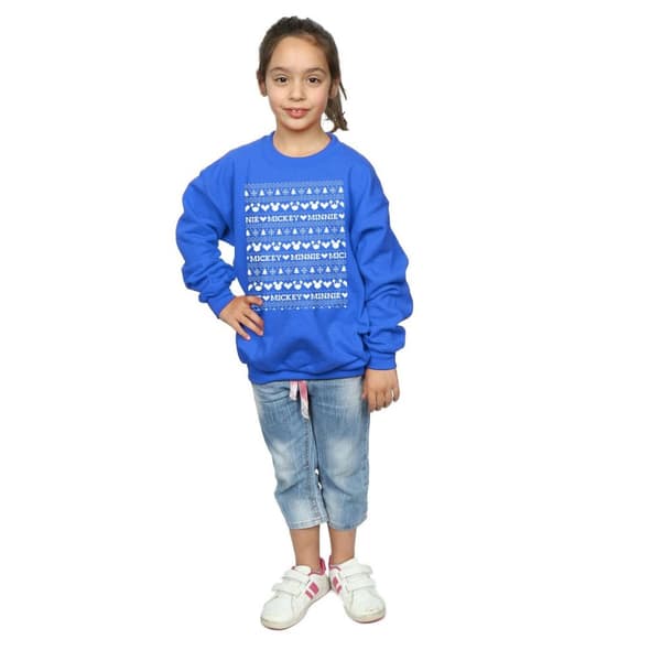 Disney Girls Mickey And Minnie Christmas Fair Isle Sweatshirt
