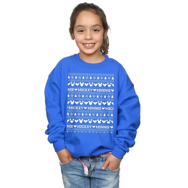 Disney Girls Mickey And Minnie Christmas Fair Isle Sweatshirt