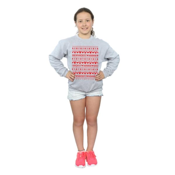 Disney Girls Mickey And Minnie Christmas Fair Isle Sweatshirt
