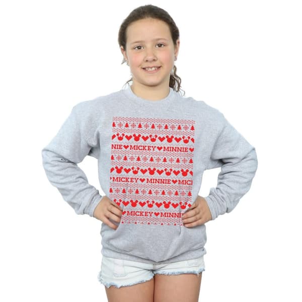 Disney Girls Mickey And Minnie Christmas Fair Isle Sweatshirt