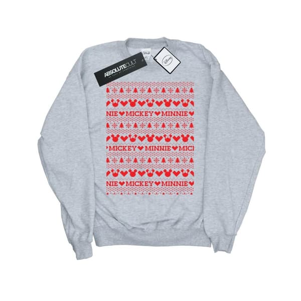 Disney Girls Mickey And Minnie Christmas Fair Isle Sweatshirt