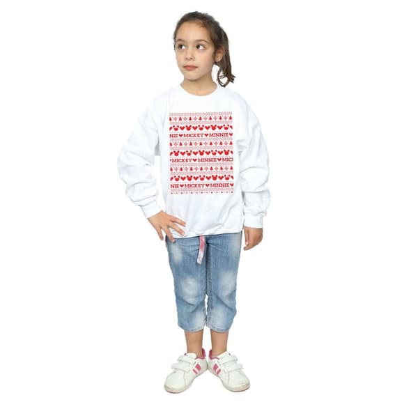 Disney Girls Mickey And Minnie Christmas Fair Isle Sweatshirt