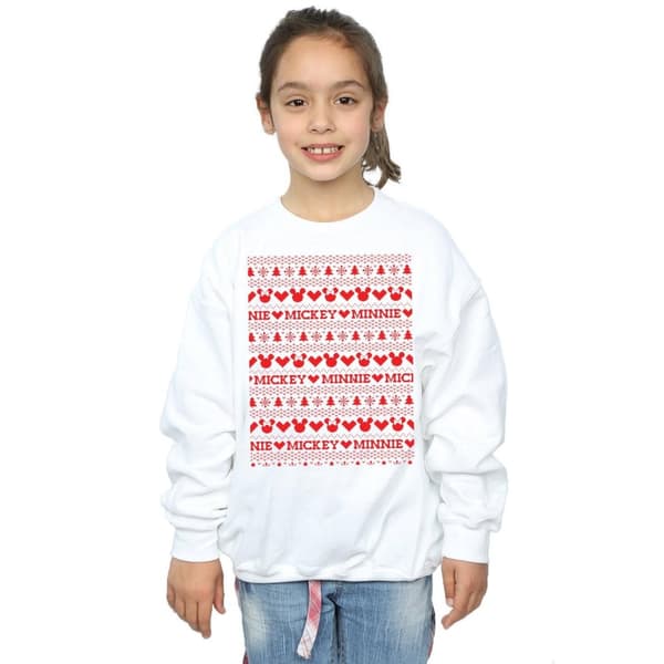 Disney Girls Mickey And Minnie Christmas Fair Isle Sweatshirt