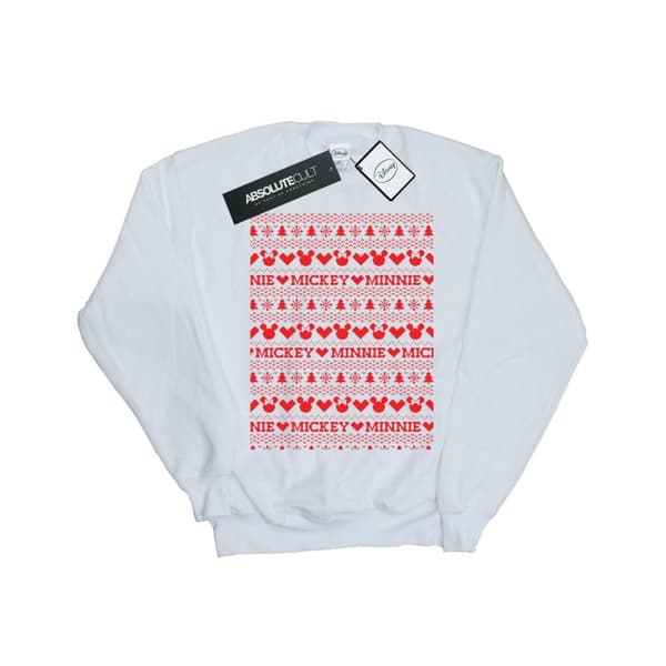Disney Girls Mickey And Minnie Christmas Fair Isle Sweatshirt