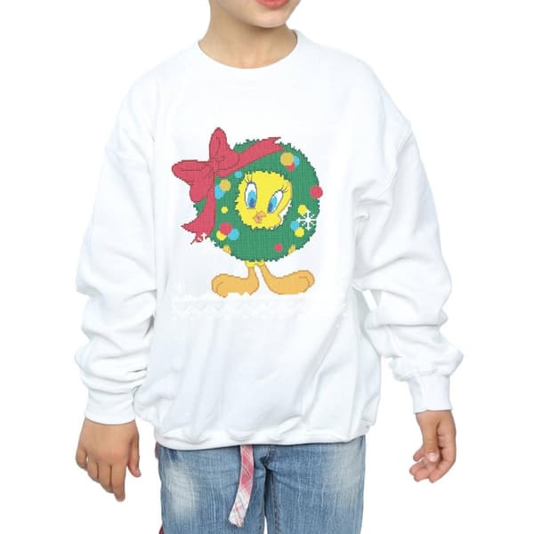 Looney Tunes Girls Tweety Pie Christmas Fair Isle Sweatshirt