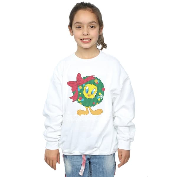 Looney Tunes Girls Tweety Pie Christmas Fair Isle Sweatshirt