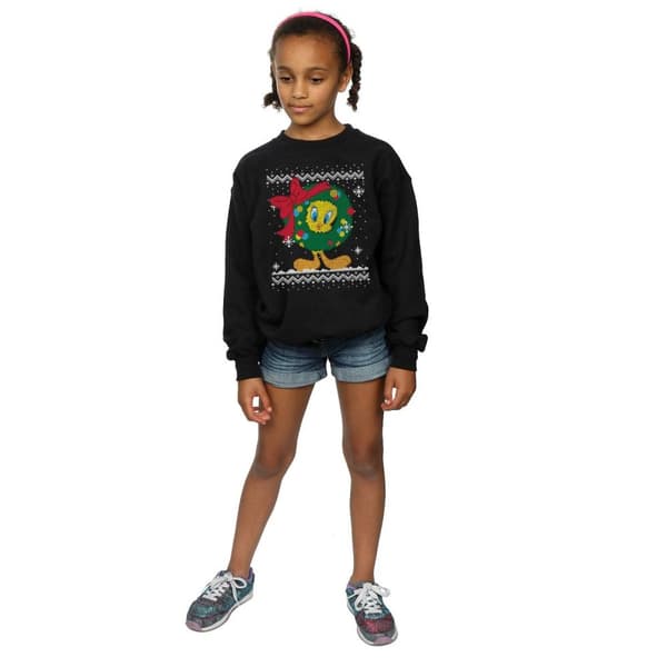 Looney Tunes Girls Tweety Pie Christmas Fair Isle Sweatshirt