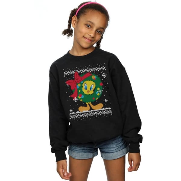 Looney Tunes Girls Tweety Pie Christmas Fair Isle Sweatshirt
