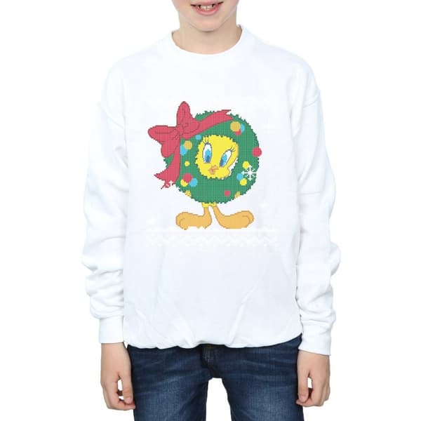 Looney Tunes Boys Tweety Pie Christmas Fair Isle Sweatshirt