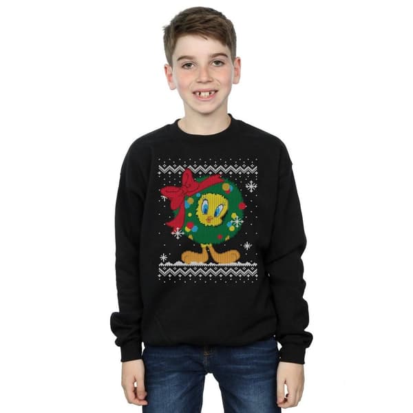 Looney Tunes Boys Tweety Pie Christmas Fair Isle Sweatshirt