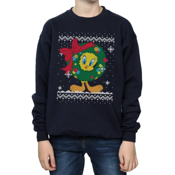 Looney Tunes Boys Tweety Pie Christmas Fair Isle Sweatshirt