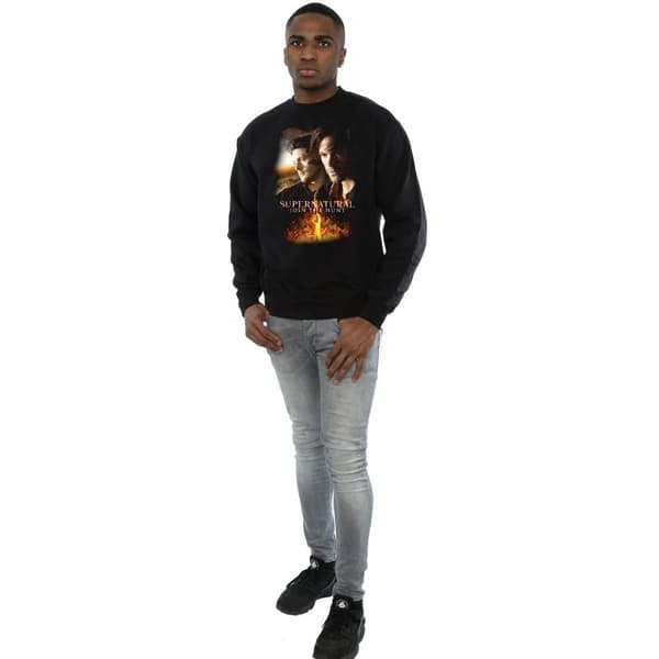 Supernatural Mens Flaming Poster Sweatshirt