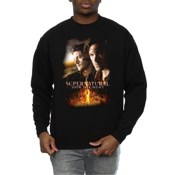 Supernatural Mens Flaming Poster Sweatshirt