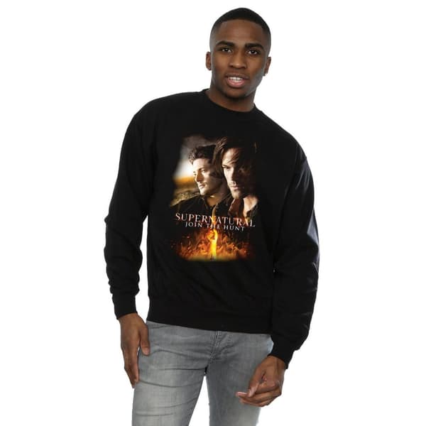 Supernatural Mens Flaming Poster Sweatshirt