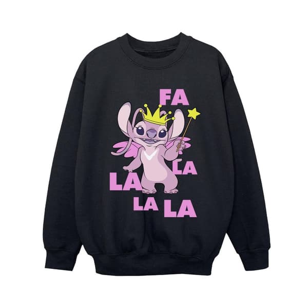 Disney Pojkar Lilo & Stitch Angel Fa La La Sweatshirt Black 5-6 Years
